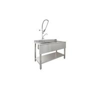Evier cuisine commercial en acier inoxydable & robinet - drainage à droite - parfait pour l'horeca (restaurants, bars, cafés,. . . ) - 120 x 60 x 105