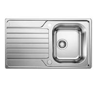 évier cuisine inox brossé 86 x 50 cm, a encastrer, 1 cuve égouttoir réversible, BLANCO DINAS 45S, garanti ... vie, vidage auto, siphon Neutre G
