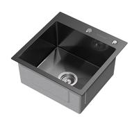 ML-Design Evier Cuisine 45x45 cm Anthracite Acier Inoxydable Carré Simple Bac Petit