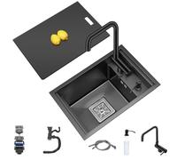 Évier de bar de cuisine à siphon invisible - Lavabo de comptoir en acier inoxydable peu encombrant pour les petits espaces, parfait pour les cuisines modernes et un drainage efficace