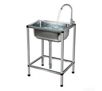 Évier de Buanderie Inox 42X37cm, Evier Autoportant Avec Robinet Inox