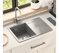 vidaXL Lavabo Gris 670 x 460 mm 80% quartz et 20% résine