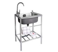 Évier de Cuisine 1 Bac sur Pieds en Acier Inox Anti-Éclaboussures - Lavabo Professionnel pour Faire la Plonge - Cuisine, Salle de Bain, Garages, Entrepôts (Color: 18.9*13)