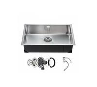 Évier de cuisine, 70 cm, évier sous plan en acier inox 304, évier à encastrer cuve simple avec accessoires