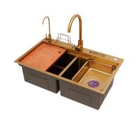 Évier de cuisine 78 x 46 cm en acier inoxydable avec robinet, ensemble d'évier domestique avec couteau spécial et organiseur de planche à découper, évier multifonction encastré, évier de cuisine avec
