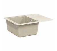 Évier de Cuisine 80% Quartz 20% Résine 560 x 460 mm Beige | Bac simple,installation à encastrer,bonde à panier incluse,résistant chaleur 280 °C,usage intérieur