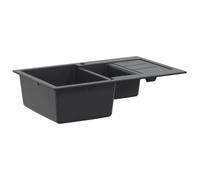 Évier de Cuisine à Double Bac Granite 80 x 50 x 30,5 cm Réversible | Composite granit 80 % quartz, 20 % résine, épaisseur 10 mm, trous robinetterie 35 mm, kit vidage panier