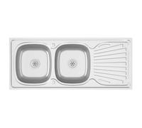 Évier de cuisine à double évier 1200 x 600 x 155 mm inox intemporel - vidaXL - acier - argenté 207hvg15o