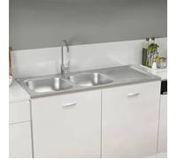 Évier de cuisine à double évier argenté 1200x600x155 mm inox - 1200x600 mm fr_92670295