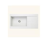 Evier de cuisine ALBA Granit Blanc 1 bac 1 égouttoir à encastrer 1160x520 mm
