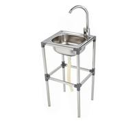 Évier de cuisine autonome en acier inoxydable - 38 x 33 x 75 cm | Avec tuyaux d'alimentation d'eau chaude et froide de 60 cm, jusqu'à 60 kg, pour cuisine, buanderie, cave, bar, café