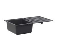 Évier de Cuisine avec Égouttoir Granit 76,5 x 46 x 28 cm | Composite 80% quartz 20% résine, installation à encastrer, bonde à panier incluse, usage intérieur, nettoyage au chiffon