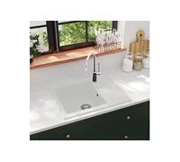 vidaXL Evier de cuisine avec trop-plein ovale blanc granit