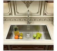 Évier de cuisine carré de 48 cm - Acier SUS 304 intégré - Siphon et trop-plein d'entrée par le haut, coins rayon R10, design moderne, installation facile, idéal pour la maison et la cuisine
