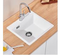 Évier de Cuisine - CECIPA MAX - 50x45CM - Granit - 1 Bac - Blanc - pour Armoire de 50 cm