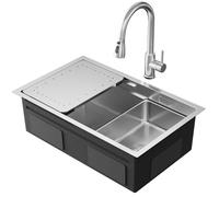 Évier de Cuisine - CECIPA MAX - Inox brossé - 70x44CM - Mitigeur Extractible - Panier égouttoir - Plaque de dégivrage