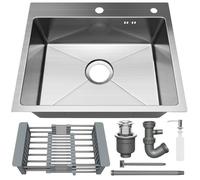 Évier de cuisine - DEWINNER - 55x45x19 cm - Inox - 1 bac - Distributeur et panier télescopique