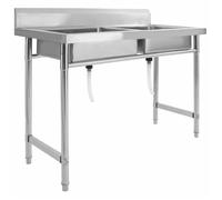 Évier de cuisine double - vidaXL - Acier inoxydable - 120x60x85 cm - Profondeur 20 cm - Argent - Lavabo double