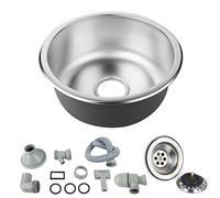 Évier de Cuisine en Acier Inoxydable 1 Bac Inox avec Raccords de Vidange,Evier à Encastrer Evier à Fleur de Plan en Inox pour Meubles Bas (41 * 41 * 20cm)