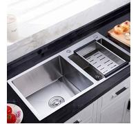 Évier de Cuisine en Acier Inoxydable 201 - 78*43*21cm - Évier Intégré - Évier Utilitaire - Avec Drain (Sans Robinet), Argenté