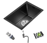 Évier de cuisine en acier inoxydable avec siphon de vidage - Design peu encombrant pour les petits espaces - Idéal pour les appartements, bars, camping-cars - Polyvalente - Installation au-dessus ou