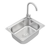 Évier de cuisine en acier inoxydable de qualité supérieure - Lavabo à encastrer/à monter sur le dessus - Grade 304 - 50 x 40 x 20,5 cm - 1,2 mm d'épaisseur - Comprend un kit de vidange pour une
