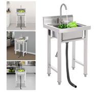 Évier de Cuisine en Acier Inoxydable - Évier Commercial avec Robinet - 93 x 50 x 50cm - Évier Commercial de cuisine Autonome