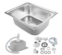 Évier de Cuisine en Acier Inoxydable Evier Cuisine 1 Bac Inox avec Raccords de Vidange,Evier à Encastrer Evier à Fleur de Plan Evier Sous-plan,Évier de Cuisine en Inox pour Meubles Bas (50*40*20cm)