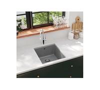 Evier de Cuisine en Granit Bac Unique Gris Décoration Cuisine Maison 142961