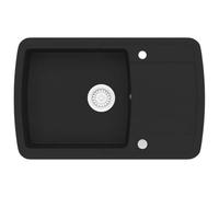 Évier de Cuisine en Granit Noir, Simple Bac Extra-Profond, Réversible, | Surface lisse facile à nettoyer, design intemporel, résistance thermique et mécanique, montage droit ou gauche, entretien