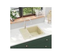 Évier de cuisine en granit - VIDAXL - Seul lavabo - Beige - Réversible - Résistant à la chaleur et aux rayures
