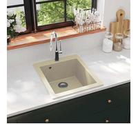 Évier de cuisine en granit - vidaXL - Beige - Seul lavabo - 425x500 mm - Encastrable - Résistant à la chaleur 280°C