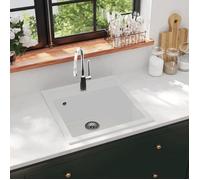 Évier de cuisine en granit - VIDAXL - Seul lavabo - Blanc - Résistant à la chaleur et aux rayures