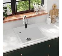vidaXL Évier en granit simple bassin blanc