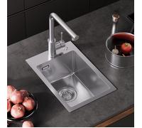 Évier de cuisine en inox - CECIPA MAX - Évier un bac 30x45 cm - Inox 304 brossé - Encastrable - Vidage complet