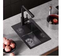 Évier de cuisine en inox - CECIPA MAX - Un bac 30x45 cm - Inox 304 - Gris foncé - À encastrer/à poser