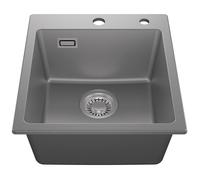 Évier de cuisine en résine - CECIPA MAX - 40×45 cm - 1 bac 35×35×18 5 cm - Gris - Pour sous-meuble 40 cm