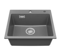 Évier de cuisine en résine - CECIPA MAX - 50x45 cm - 1 bac - Gris - Pour meuble 50 cm