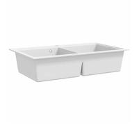 Évier de cuisine encastrable à 2 bacs en granite - vidaXL - granit - blanc - résistant à la chaleur - 390 x 400 x 200 mm 4473134