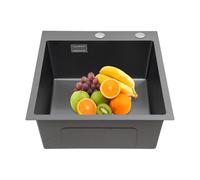 Évier de cuisine encastrable en acier inoxydable noir 50 x 45 x 20 cm - Facile à nettoyer Design élégant avec 2 tuyaux de vidange et 1 filtre Idéal pour les cuisines modernes