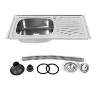Évier de Cuisine Encastré avec Crépine, Siphon et Bonde - 1 Bac en Inox (90 * 50 * 15cm)