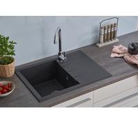 Evier de Cuisine Évier Encastré Granit Mineralite 62 x 50 Noir respekta Houston