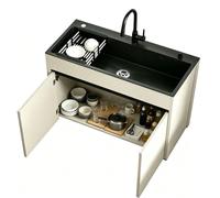Evier de Cuisine Exterieur, Evier Inox 1 Bac, Évier de Restaurant Commercial Portable sur Pied,Lavabo à une Cuve avec Robinet,Evier Camping Autoportant,pour Garage Jardin Salle de Bain(80cm)