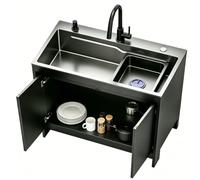 Evier de Cuisine Exterieur, Evier Inox 1 Bac, Évier de Restaurant Commercial Portable sur Pied,Lavabo à une Cuve avec Robinet,Evier Camping Autoportant,pour Garage Jardin Salle de Bain(80cm)
