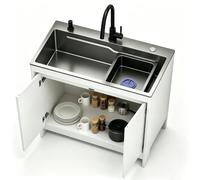 Evier de Cuisine Exterieur, Evier Inox 1 Bac, Évier de Restaurant Commercial Portable sur Pied,Lavabo à une Cuve avec Robinet,Evier Camping Autoportant,pour Garage Jardin Salle de Bain(68cm)