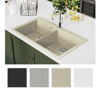 Évier de cuisine Granit Double lavabo - vidaXL - beige - résine - 860x510 mm - Dimensions hors tout : 860 x 510 mm (L x l) 54786