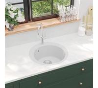 vidaXL Évier de cuisine Granit Rond Blanc