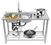 Évier de cuisine indépendant - Double vasque avec robinet extractible
