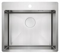 Évier de cuisine inox 304 à 1 bac, 55 x 50,5 cm, cuve 20 cm, finition brossée