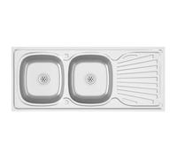 Évier de cuisine inox - vidaxl - Double évier - 1200x500 mm - Argenté - Profondeur 150 mm - Montage réversible